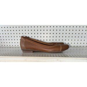 Clarks Sara Bay Womens Leather Slip On Ballet Flats Size 9 NARROW Brown